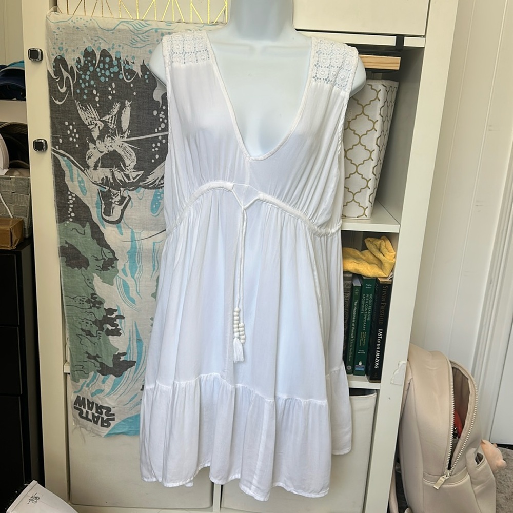 Raviya White Textured Swim Cover-Up